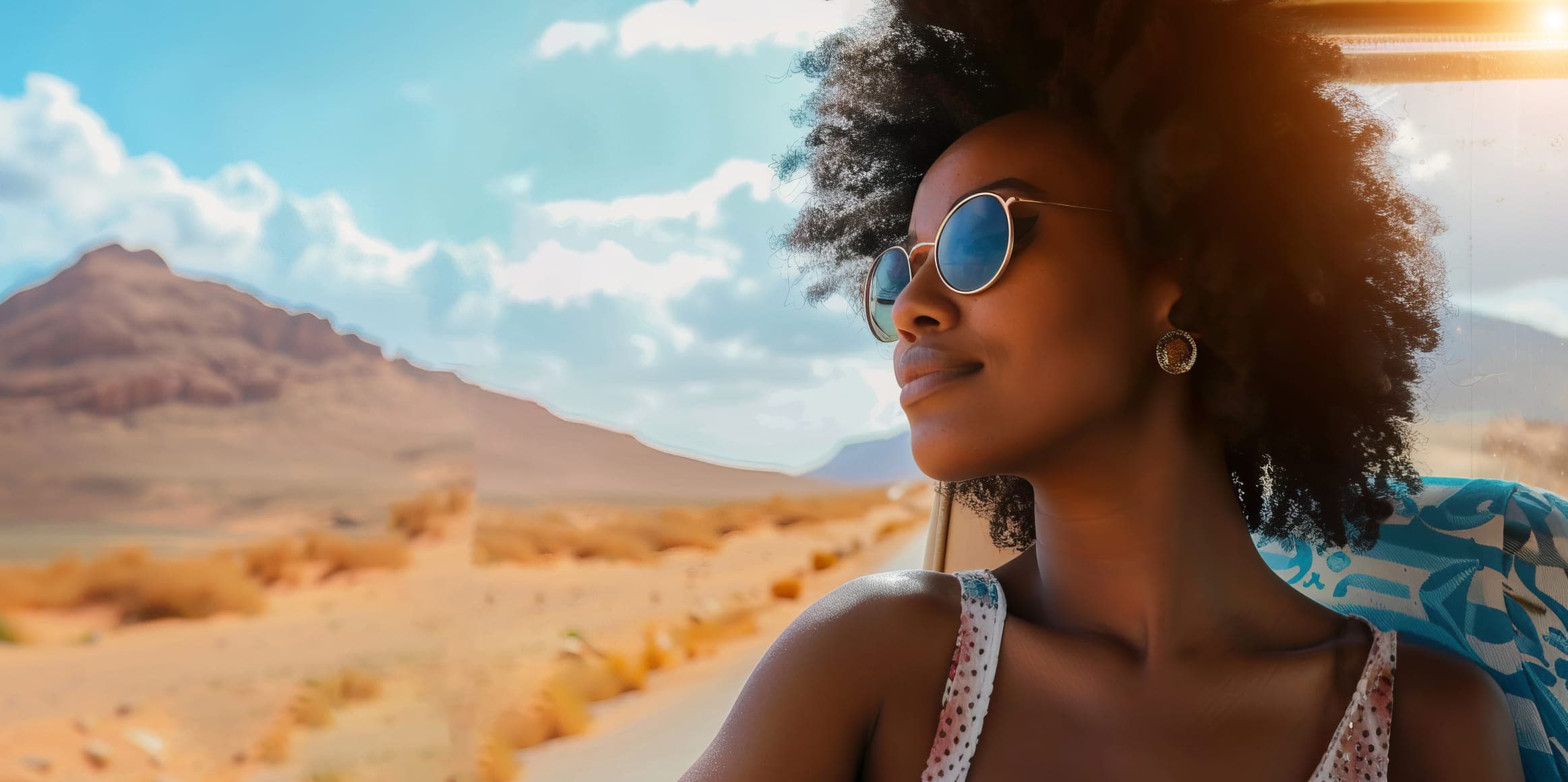 Traveler enjoying a scenic journey